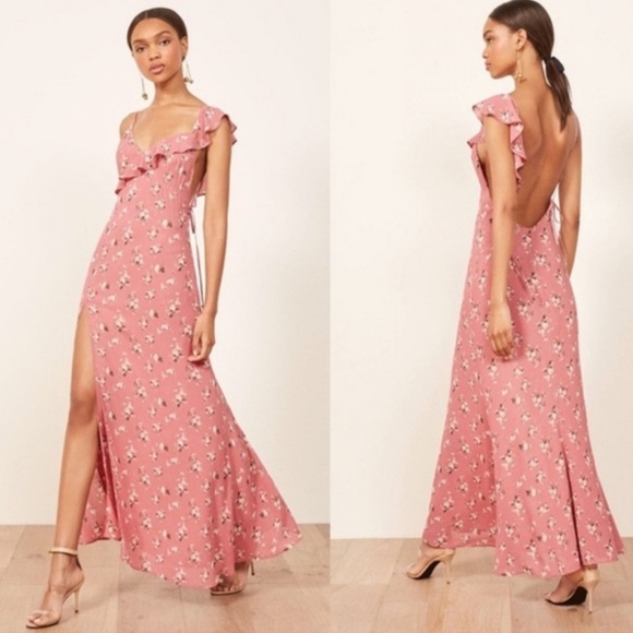 Reformation Dresses & Skirts - Reformation Trista Open Back Ruffle Floral Dress Size XS